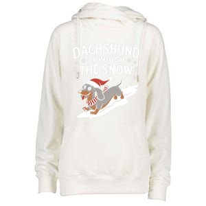 Dachshund Through The Snow Wiener Dog Christmas Xmas Dog Gift Womens Funnel Neck Pullover Hood