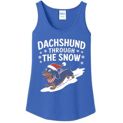 Dachshund Through The Snow Wiener Dog Christmas Xmas Dog Gift Ladies Essential Tank