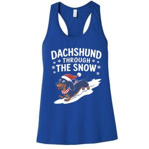 Dachshund Through The Snow Wiener Dog Christmas Xmas Dog Gift Women's Racerback Tank