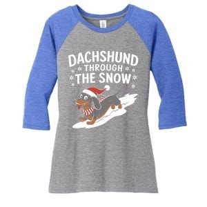 Dachshund Through The Snow Wiener Dog Christmas Xmas Dog Gift Women's Tri-Blend 3/4-Sleeve Raglan Shirt