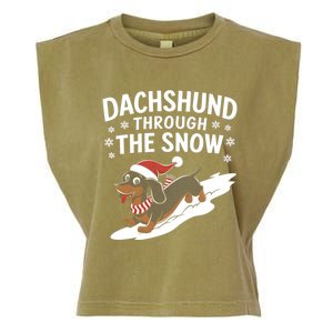 Dachshund Through The Snow Wiener Dog Christmas Xmas Dog Gift Garment-Dyed Women's Muscle Tee