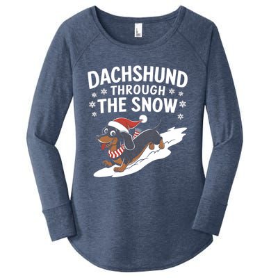 Dachshund Through The Snow Wiener Dog Christmas Xmas Dog Gift Women's Perfect Tri Tunic Long Sleeve Shirt