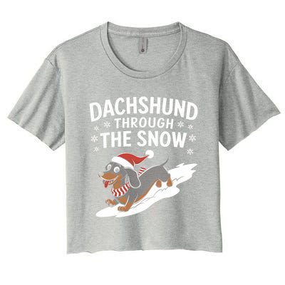 Dachshund Through The Snow Wiener Dog Christmas Xmas Dog Gift Women's Crop Top Tee