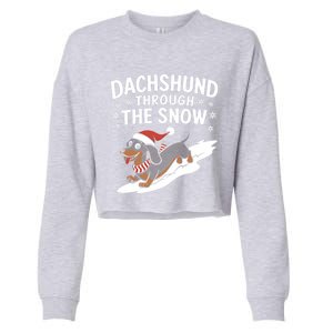 Dachshund Through The Snow Wiener Dog Christmas Xmas Dog Gift Cropped Pullover Crew