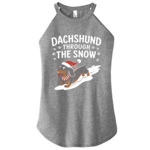 Dachshund Through The Snow Wiener Dog Christmas Xmas Dog Gift Women's Perfect Tri Rocker Tank