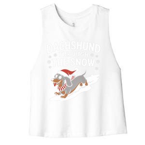 Dachshund Through The Snow Wiener Dog Christmas Xmas Dog Gift Women's Racerback Cropped Tank