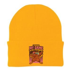 Dabbing Turkey Thanksgiving Gaming Paused Game Thankful Funny Gift Knit Cap Winter Beanie