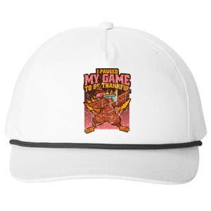 Dabbing Turkey Thanksgiving Gaming Paused Game Thankful Funny Gift Snapback Five-Panel Rope Hat