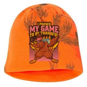 Dabbing Turkey Thanksgiving Gaming Paused Game Thankful Funny Gift Kati - Camo Knit Beanie