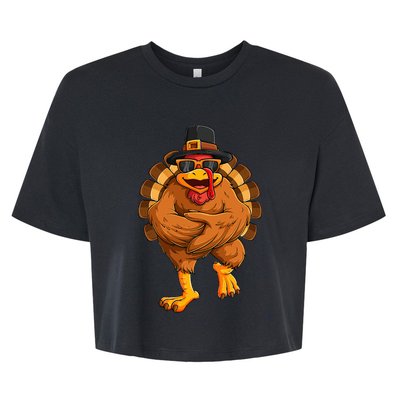 dancing turkey thanksgiving day  funny dance  Bella+Canvas Jersey Crop Tee