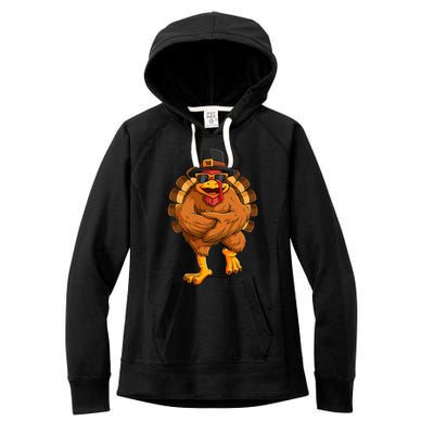 dancing turkey thanksgiving day  funny dance  Women's Fleece Hoodie