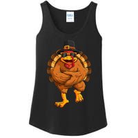 dancing turkey thanksgiving day  funny dance  Ladies Essential Tank