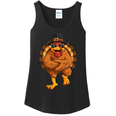 dancing turkey thanksgiving day  funny dance  Ladies Essential Tank