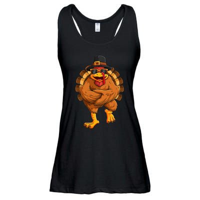 dancing turkey thanksgiving day  funny dance  Ladies Essential Flowy Tank