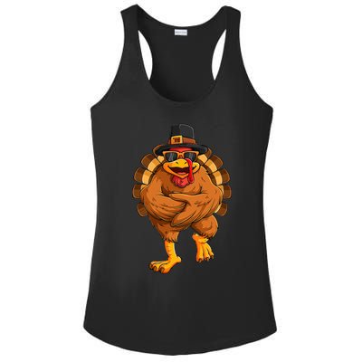 dancing turkey thanksgiving day  funny dance  Ladies PosiCharge Competitor Racerback Tank