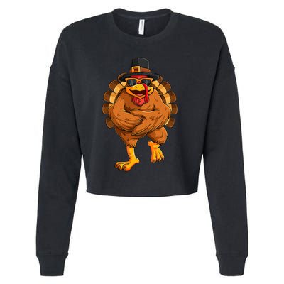 dancing turkey thanksgiving day  funny dance  Cropped Pullover Crew