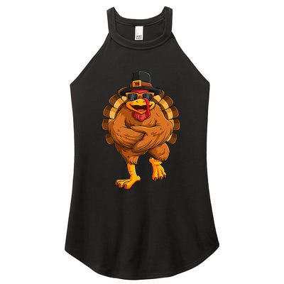 dancing turkey thanksgiving day  funny dance  Women’s Perfect Tri Rocker Tank