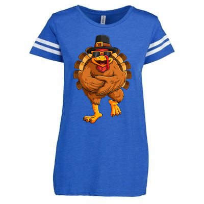 dancing turkey thanksgiving day  funny dance  Enza Ladies Jersey Football T-Shirt