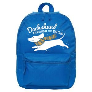 Dachshund Through The Snow Awesome Dachshund Christmas Gift 16 in Basic Backpack