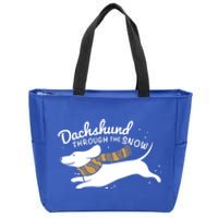 Dachshund Through The Snow Awesome Dachshund Christmas Gift Zip Tote Bag