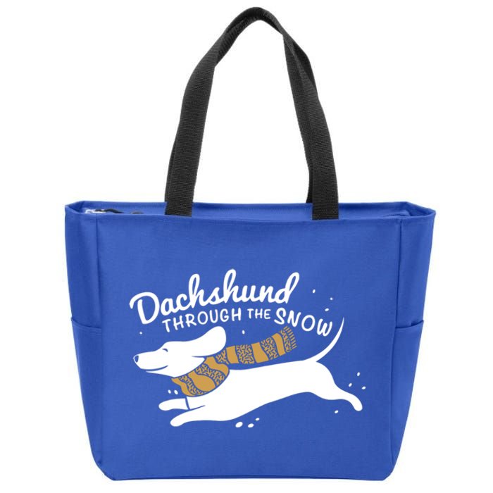 Dachshund Through The Snow Awesome Dachshund Christmas Gift Zip Tote Bag