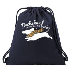 Dachshund Through The Snow Awesome Dachshund Christmas Gift Drawstring Bag