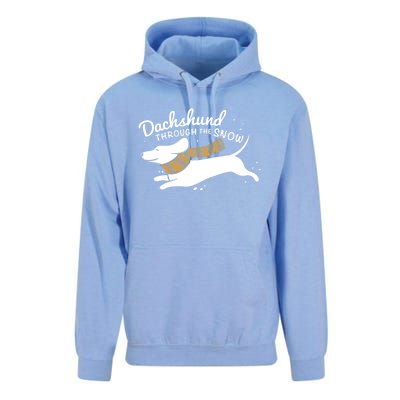 Dachshund Through The Snow Awesome Dachshund Christmas Gift Unisex Surf Hoodie