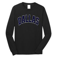 Dallas Texas TX Varsity Style Navy Long Sleeve Shirt