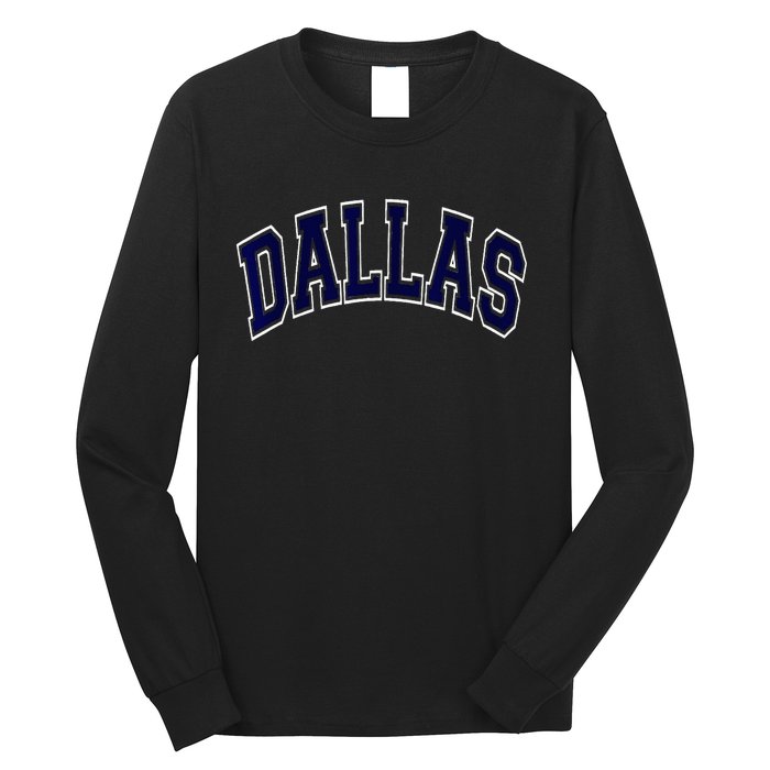 Dallas Texas TX Varsity Style Navy Long Sleeve Shirt