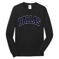 Dallas Texas TX Varsity Style Navy Tall Long Sleeve T-Shirt