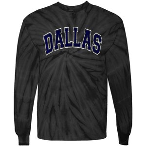 Dallas Texas TX Varsity Style Navy Tie-Dye Long Sleeve Shirt