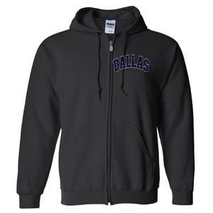 Dallas Texas TX Varsity Style Navy Full Zip Hoodie