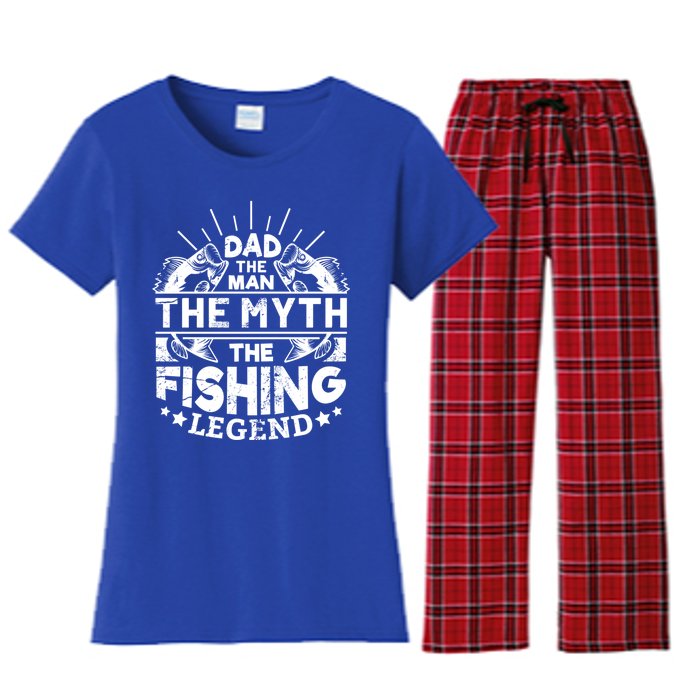 Dad The The Myth The Fishing Legend Gift Women's Flannel Pajama Set