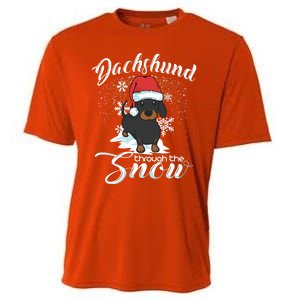 Daschund Through The Snow Dog Lovers Festive Great Gift Cooling Performance Crew T-Shirt