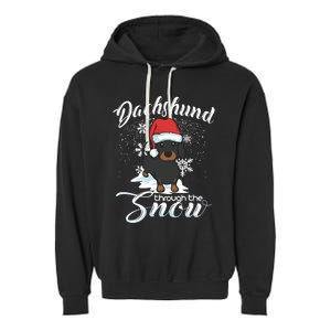 Daschund Through The Snow Dog Lovers Festive Great Gift Garment-Dyed Fleece Hoodie