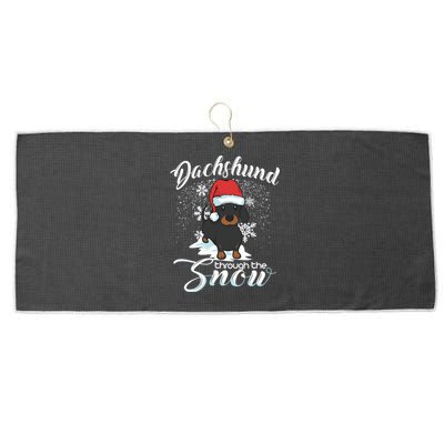 Daschund Through The Snow Dog Lovers Festive Great Gift Large Microfiber Waffle Golf Towel