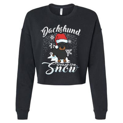 Daschund Through The Snow Dog Lovers Festive Great Gift Cropped Pullover Crew