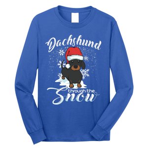 Daschund Through The Snow Dog Lovers Festive Great Gift Long Sleeve Shirt