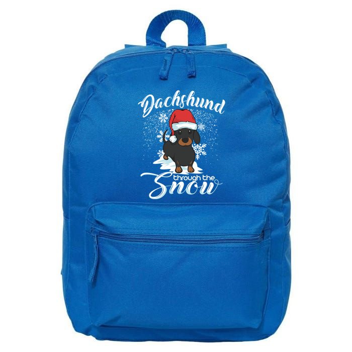 Daschund Through The Snow Dog Lovers Festive Great Gift 16 in Basic Backpack