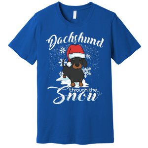 Daschund Through The Snow Dog Lovers Festive Great Gift Premium T-Shirt