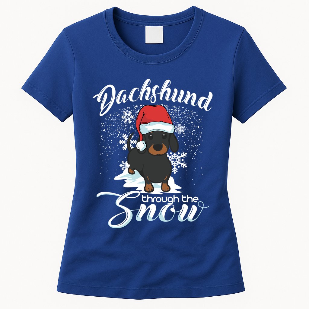 Daschund Through The Snow Dog Lovers Festive Great Gift Womens T-Shirt