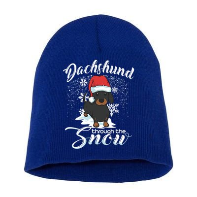 Daschund Through The Snow Dog Lovers Festive Great Gift Short Acrylic Beanie