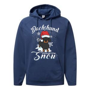 Daschund Through The Snow Dog Lovers Festive Great Gift Performance Fleece Hoodie