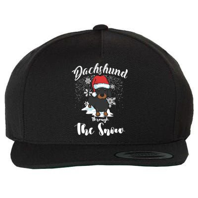 Daschund Through The Snow For Lovers Wool Snapback Cap