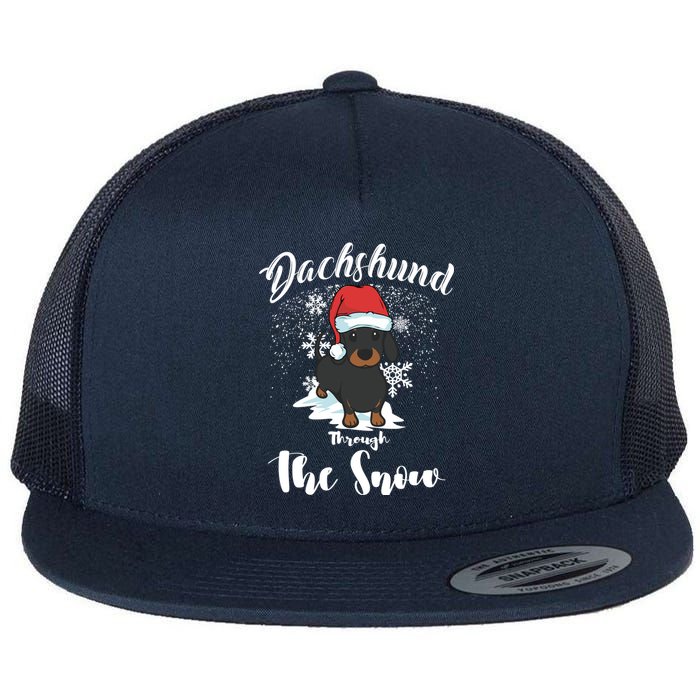 Daschund Through The Snow For Lovers Flat Bill Trucker Hat