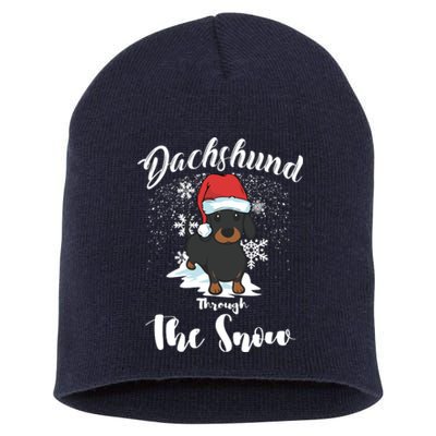 Daschund Through The Snow For Lovers Short Acrylic Beanie