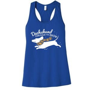 Dachshund Through The Snow Awesome Dachshund Christmas Gift Women's Racerback Tank