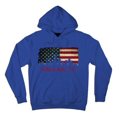 Dallas Tx Texas City Skyline Art Usa Flag American Cute Gift Hoodie