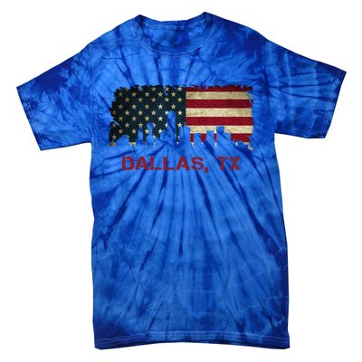 Dallas Tx Texas City Skyline Art Usa Flag American Cute Gift Tie-Dye T-Shirt