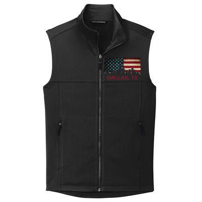 Dallas Tx Texas City Skyline Art Usa Flag American Cute Gift Collective Smooth Fleece Vest